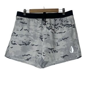 Tachuntfish Shorts‎ Mens 2XL Gray Camo Camouflage Athletic Pockets Elastic Waist